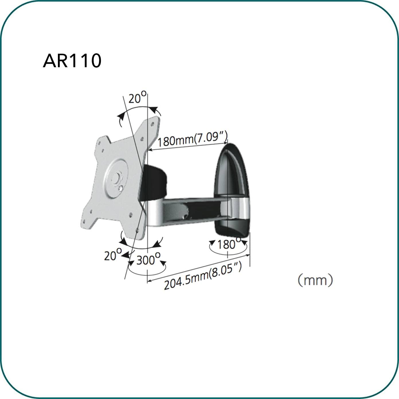 AAVARA Bras mural pivotant AR110 pour écrans 15-24"