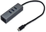 I-TEC USB-C Metal 3-Port HUB with Gigabit Ethernet Adapter 1xUSB-C to RJ-45 3xUSB 3.0 Port LED-Anzeige compatible with TB 3