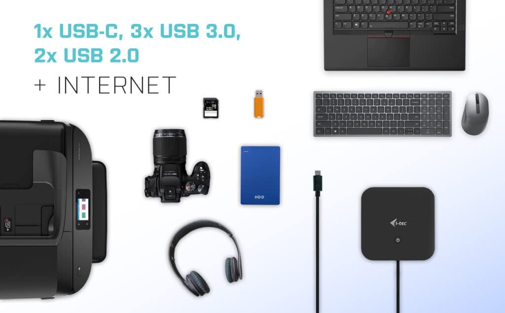 I-TEC USB-C Dual Display MST DS 1xDP 1xHDMI 1xGLAN 3xUSB 3.0 2x USB 2.0 1xUSB-C-Datei 1xAudio/Mic Jack 1x100W USB-C PD