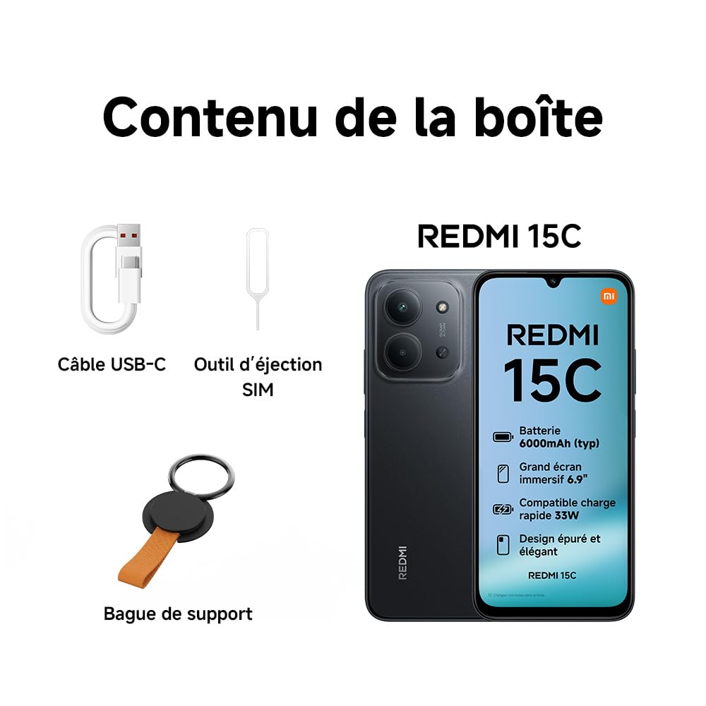 Xiaomi Redmi 15C 4G (6.9''- NFC - 256 Go, 4 Go RAM) Vert