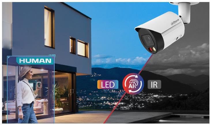 Dahua IPC-HDW2849TM-S-IL-0280B 8MP Smart Dual Light, caméra a bulle a focale fixe WizSense