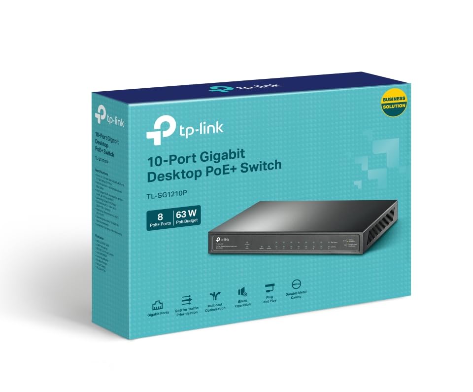 TP-LINK TL-SG1210P SWITCH 9p Gigabit dont 8 PoE+ & 1 SFP 63W