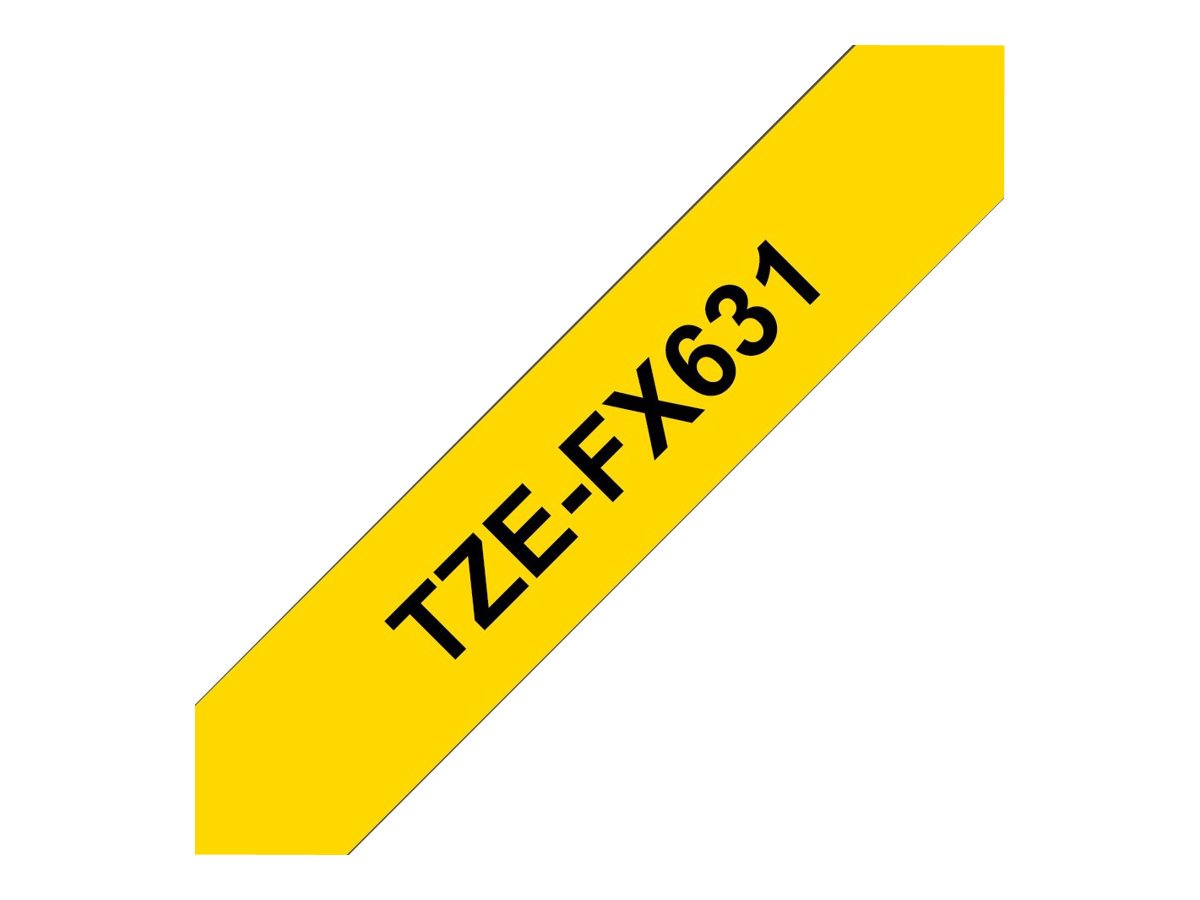 BROTHER P-TOUCH TZE-FX631 noir sur jaune  12mm