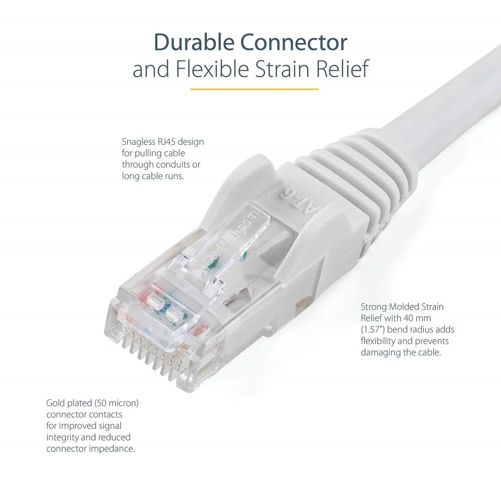 15 m White Snagless Cat6 UTP Patch Cable