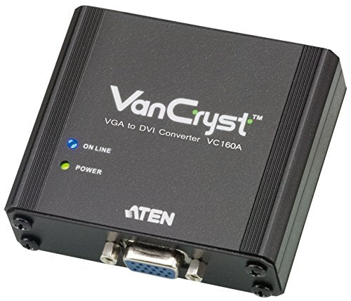 ATEN Convertisseur VGA-DVI - Noir - Métal - 1920 x 1200 pixels - 1920 x 1200 pixels - 165 MHz - VGA (D-Sub)
