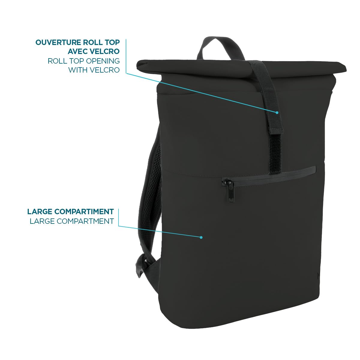 MOBILIS Sac à dos Rolltop 14-16" noir, 16L