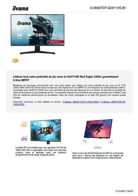 iiyama G-Master G2471HS-B1 24" Fast-IPS