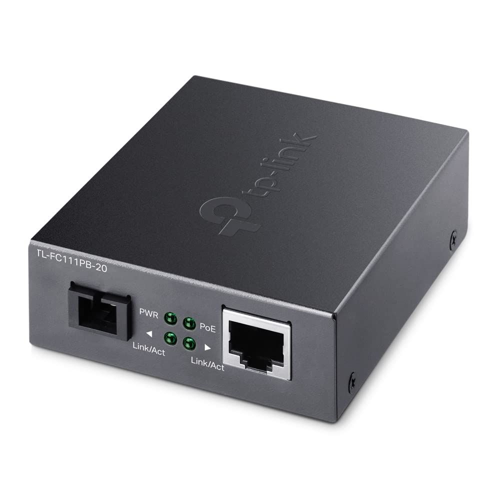 TP-LINK 10/100 Mbps RJ45 to 100 Mbps Single-mode SC WDM Bi-Directional Fiber Converter With 1-Port PoE