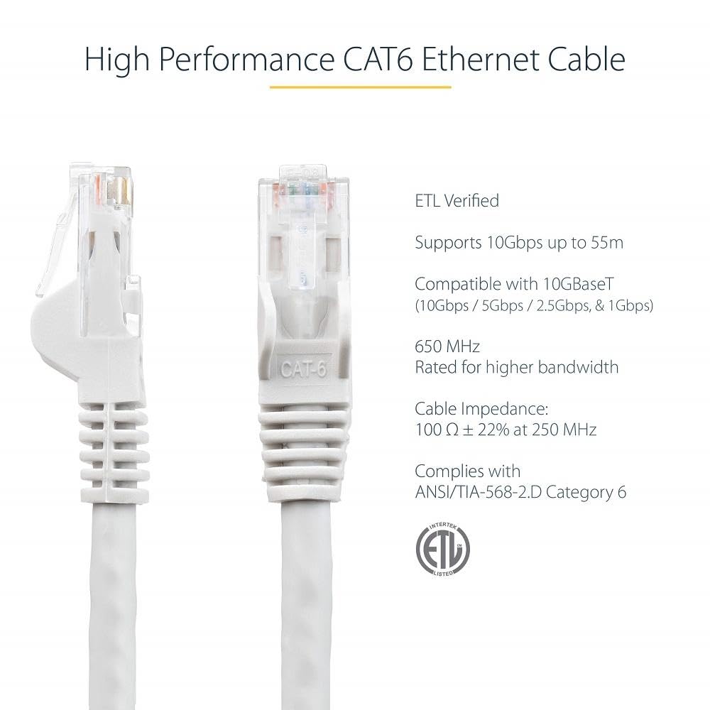 15 m White Snagless Cat6 UTP Patch Cable