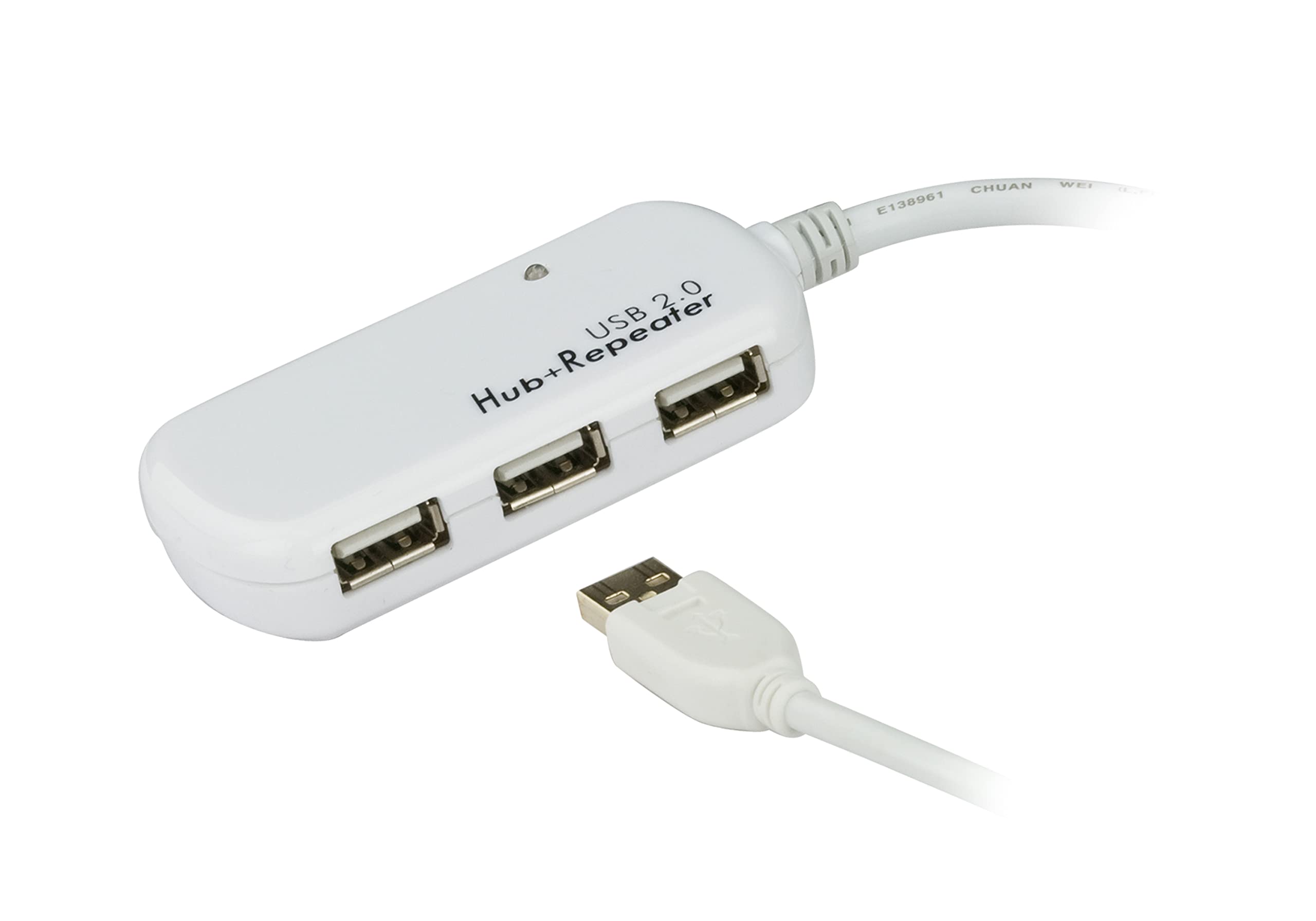 ATEN Rallonge USB 2.0 avec concentrateur a 4 ports - 12 m - USB 2.0 - USB 2.0 - 480 Mbit/s - Blanc - Plastique - 12 m