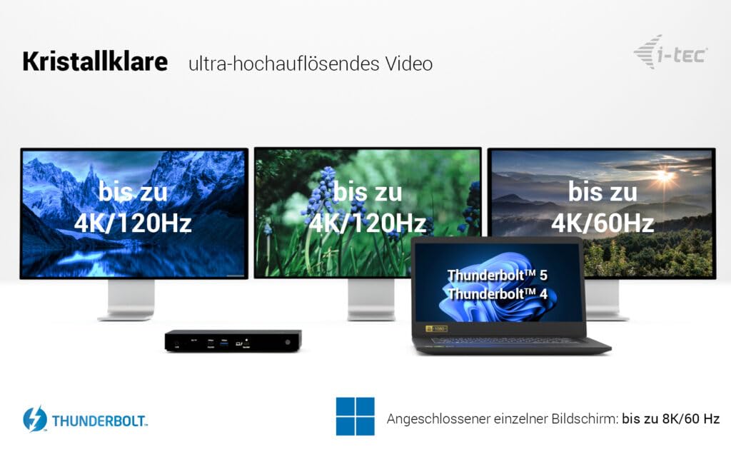 I-TEC Thunderbolt4 3xDisplay DS 2xHDMI 1xTB3 1x2.5GLAN 1xUSB-C Gen2 2xUSB-A Gen2 2xUSB-A Gen1 SD+TF Cardreader 1x Audio/Mic PD 96W