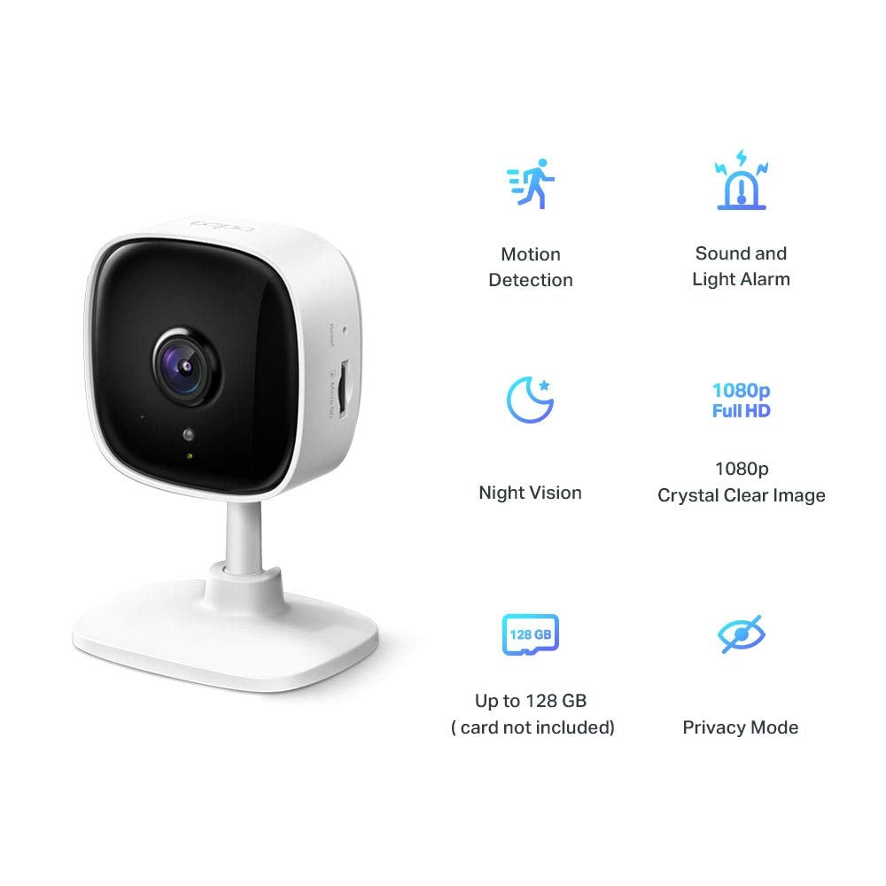 TP-LINK Home Security Wi-Fi Camera 1080p 2.4GHz Motion Detection and Notifications Sound and Light Alarm Remote Control