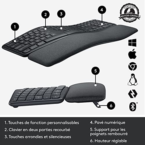 LOGITECH ERGO K860 for Business - Graphite - Central (FR)