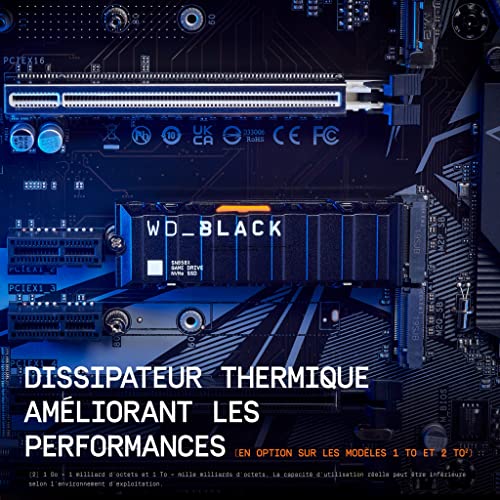 WD Black 1To SN850X NVMe SSD Supremely Fast PCIe Gen4 x4 M.2 with heatsink internal single-packed POWERED BY SANDISK