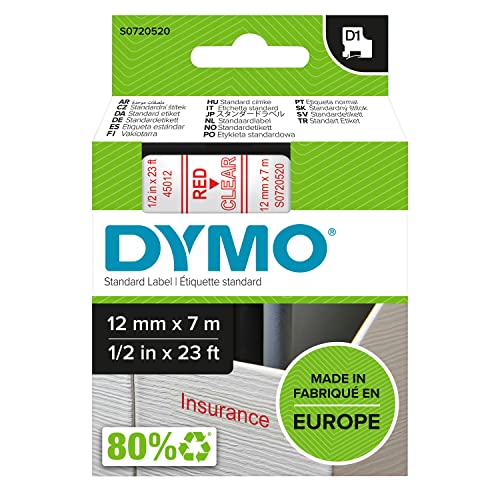 DYMO Ruban d étiquettes autocollantes D1 19 mm x 7 m, blanc sur noir