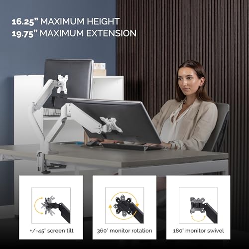 FELLOWES Bras Porte-Ecrans Double Blanc Platinum Series