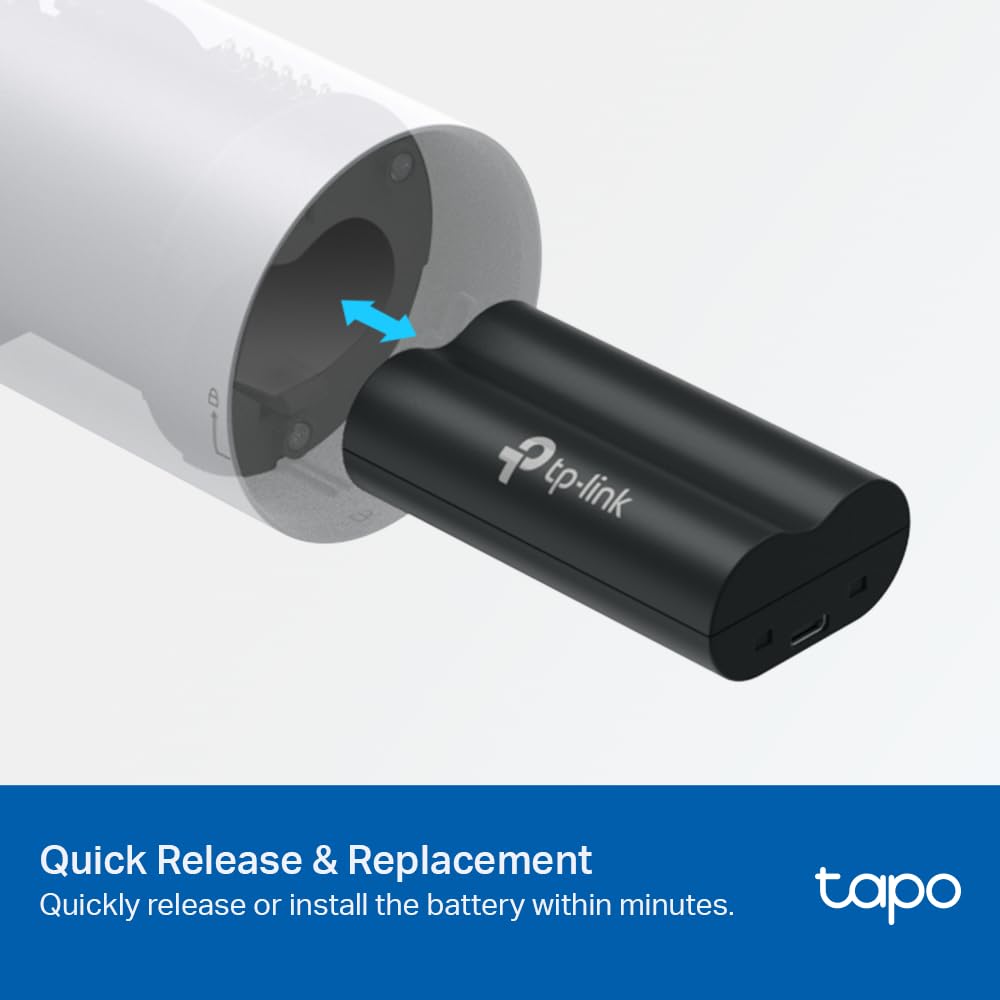 TP-LINK Tapo Battery Pack 3.6V 6700mAh 24.12Wh 1x Micro USB Port Rechargeable Battery Works with Tapo Battery Camera & Doorbell