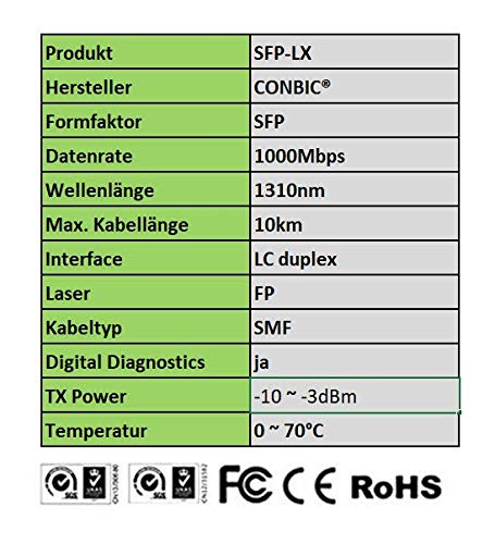 HPE Aruba 1G SFP LC LX 10km SMF XCVR Compatible