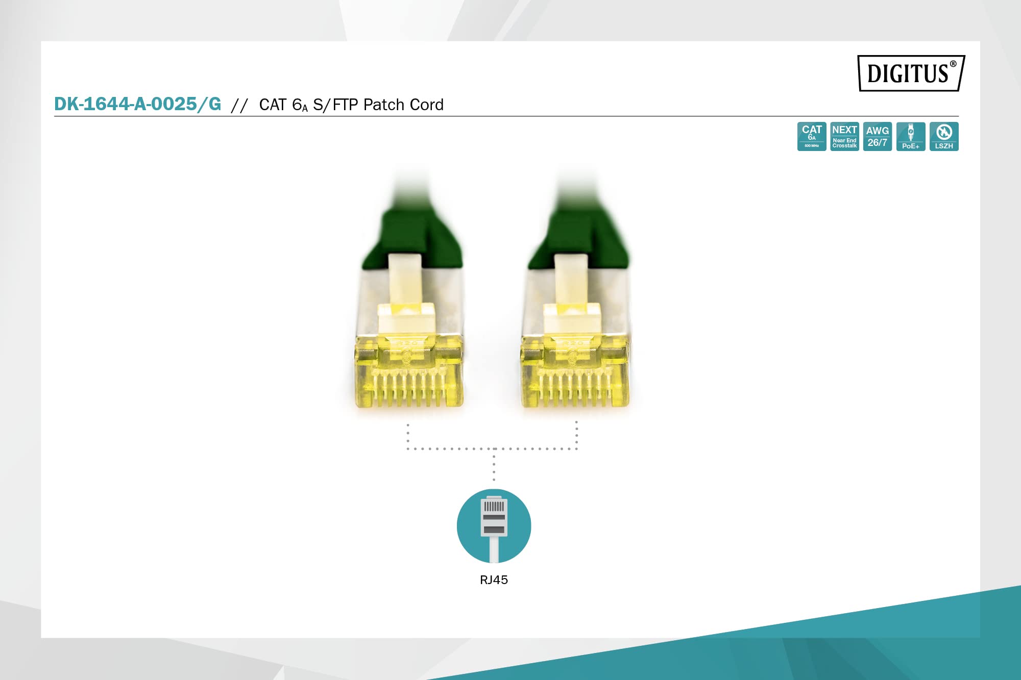 Digitus DK-1644-A-0025/G câble de réseau Vert 0,25 m Cat6a S/FTP (S-STP)