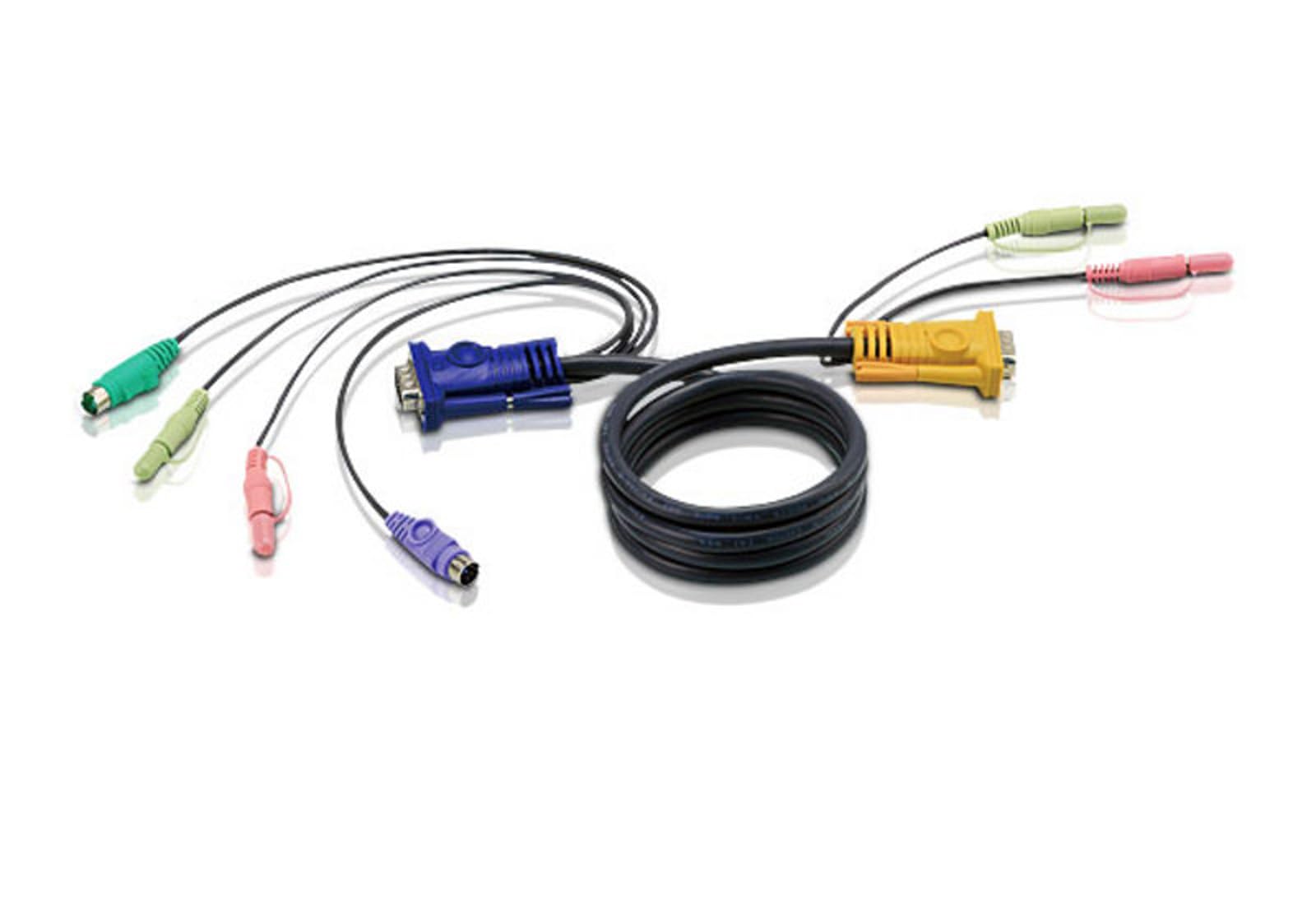 ATEN Câble KVM 3m PS/2 avec SPHD 3 en 1 et audio - 3 m - PS/2 - PS/2 - VGA - Noir - HDB-15 - 2 x PS/2 - 2 x 3.5mm