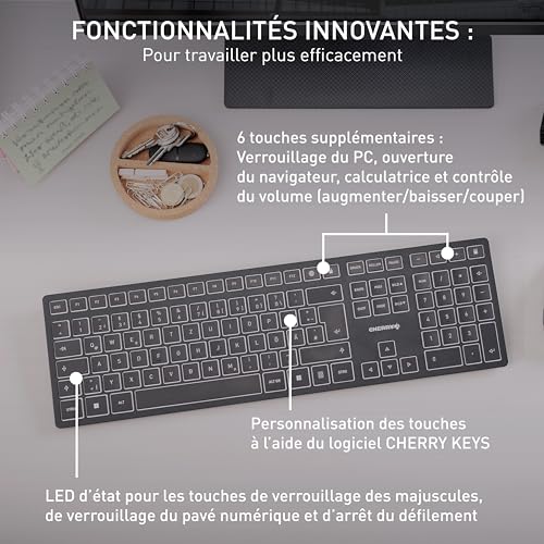 CHERRY Clavier KW9100 SLIM sans fil, EU