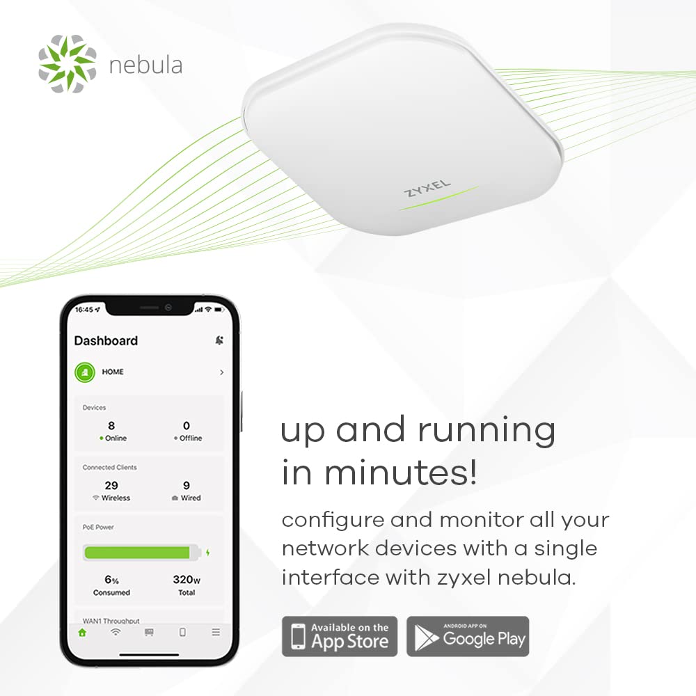 Zyxel NWA220AX-6E-EU0101F point d'acces réseaux locaux sans fil 4800 Mbit/s Blanc Connexion Ethernet, supportant l'alimentation via ce port (PoE)