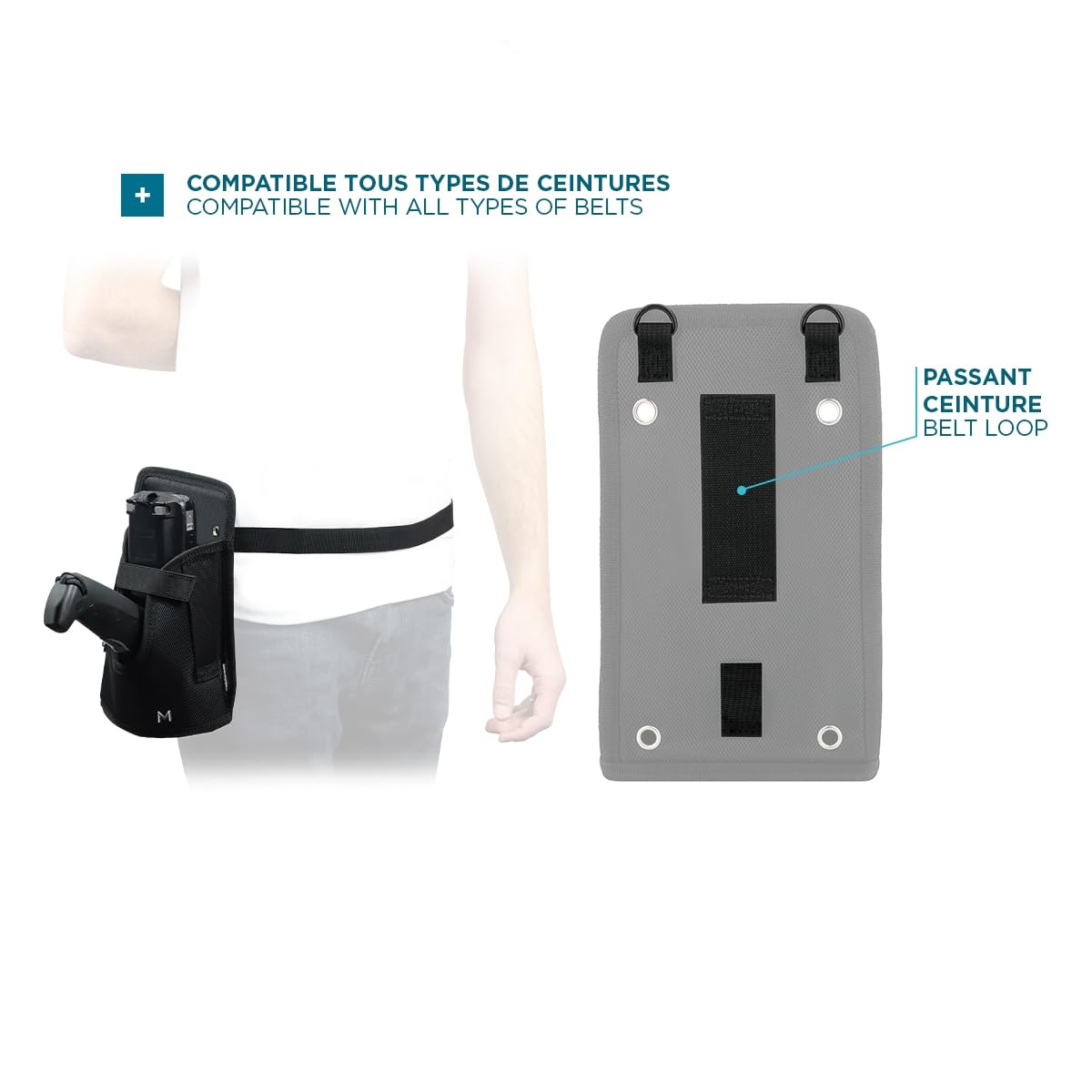 MOBILIS Étui Holster portable poignée pistolet + Ceinture + Cuissarde - Taille L