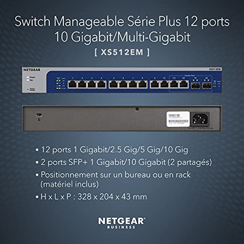 NETGEAR XS512EM Switch 10 ports RJ45 10G Multi-Gigabit & 2 SFP+ 1G/10G