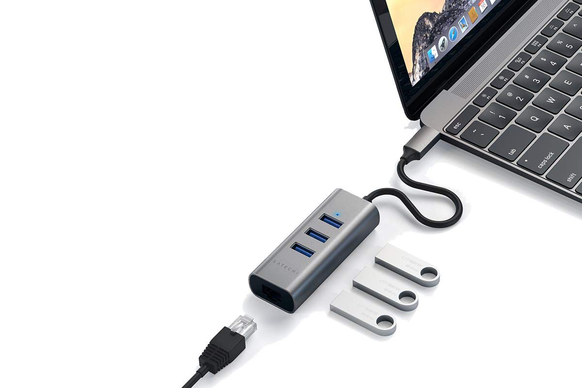 SATECHI Hub TypeC 3xUSB Ethernet Sp.Gray