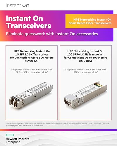 HPE Networking Instant On Module transmetteur transceiver SFP+ 10GbE 10GBase SR LC multi mode jusquà 300 m