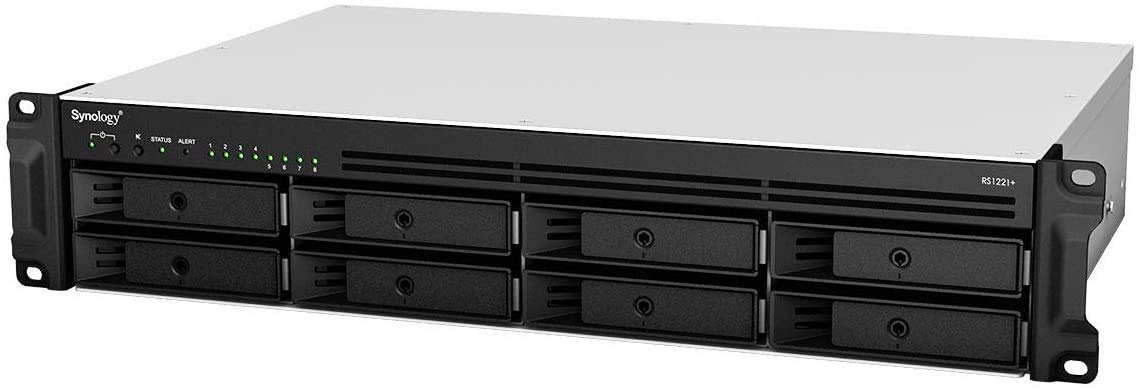 SYNOLOGY RS1221+ 8-Bay NAS-Rackmount AMD Ryzen V1500B 4-core 2.2GHz 4Go DDR4 up to 32Go RJ-45 4x1GbE 2xUSB 3.2 1xeSATA