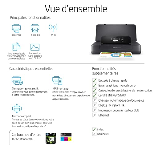 HP Officejet 200 Mobile Printer Printer colour inkjet A4 1200x1200dpi 20ppm mono 19ppm colour 50sheets USB Wi-Fi