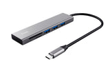 TRUST Hub USB-C HALYX 5 ports 3 USB 1 SD et 1 micro-SD