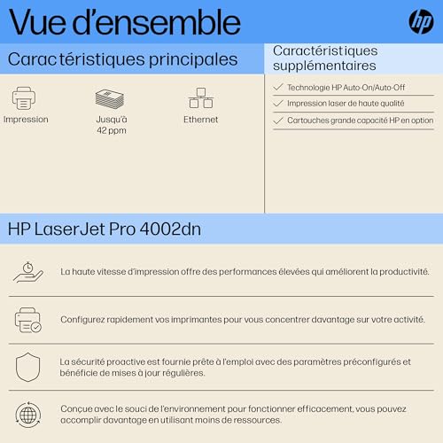 HP LaserJet Pro 4002dn Printer Mono Duplex laser A4 4800x600dpi 40ppm 350sheets USB LAN imprimante multifonction
