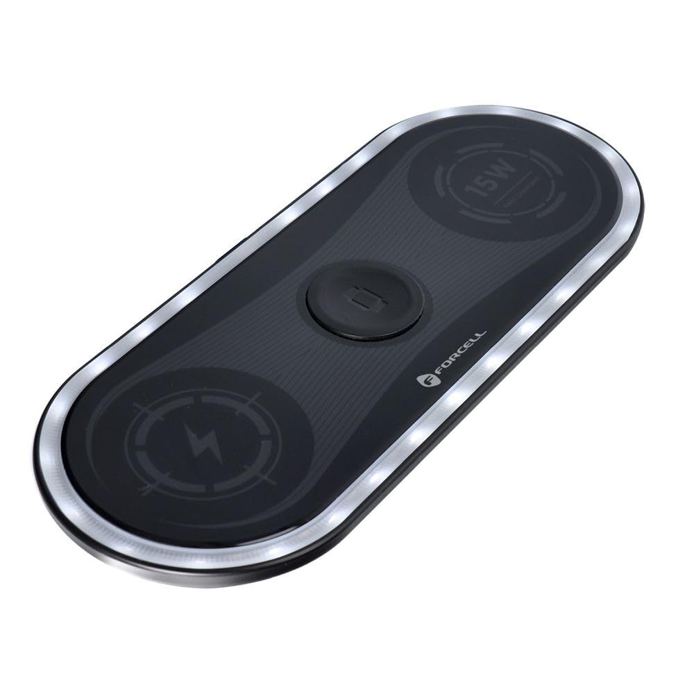 Forcell - Chargeur à Induction Rapide (3 en 1, 15W, Noir) Emballage Original