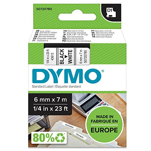 DYMO Ruban D1 - 6 mm noir sur blanc