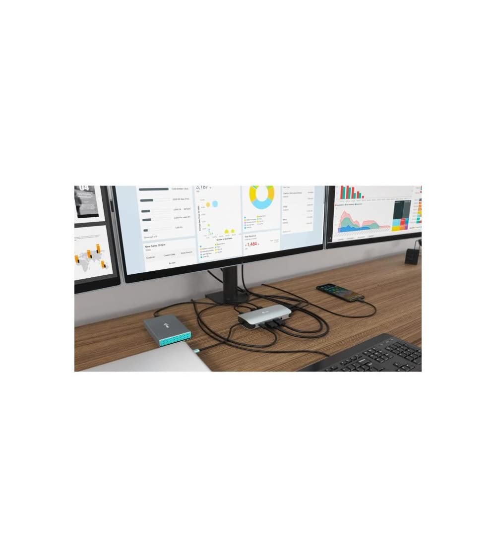 I-TEC USB-C Metal Nano Dock 2xDP 1xHDMI 1xGLAN 1xAudio/Mic 2xUSB 3.1 2xUSB 2.0 1xUSB-C Data 1xUSB-C, sans alimentation fournie