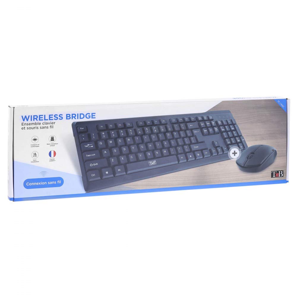 TNB COMBO Bridge Wireless Keyboard + Mouse Combo Azerty Robust And Compact Products Wireless Keyboard With 105 Comfort Keys