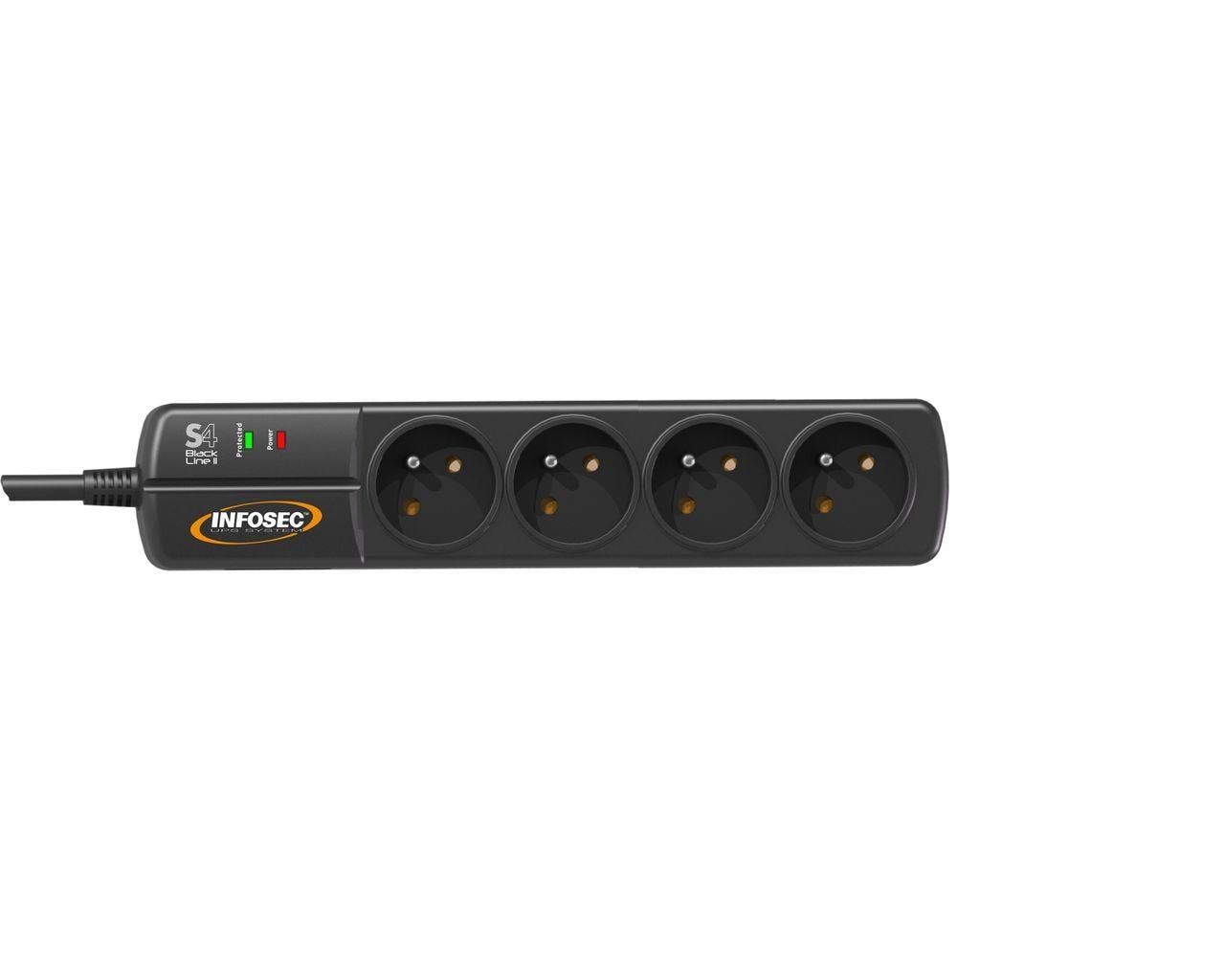 INFOSEC Multiprise S4 BLACK LINE II parafoudre 4 prises avec interrupteur