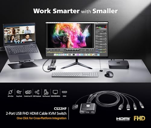 2-Port USB FHD HDMI Cable KVM Switch