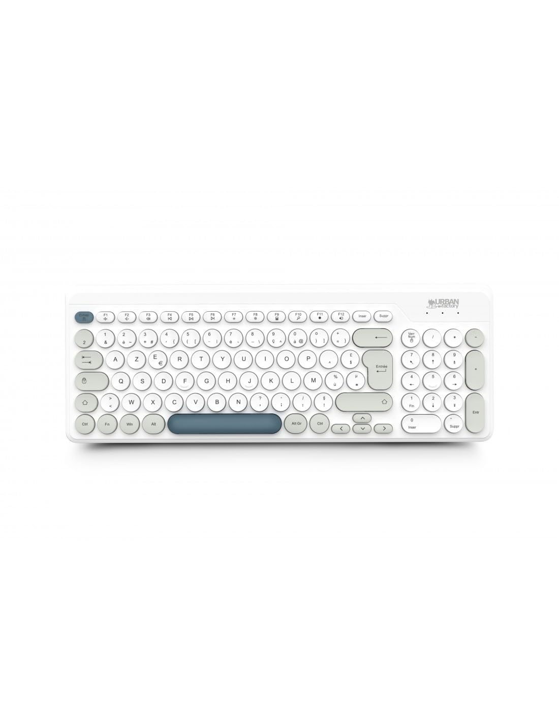 URBAN FACTORY Onlee Color Wireless Flat Keyboard 2.4Ghz - White/Blue/Grey