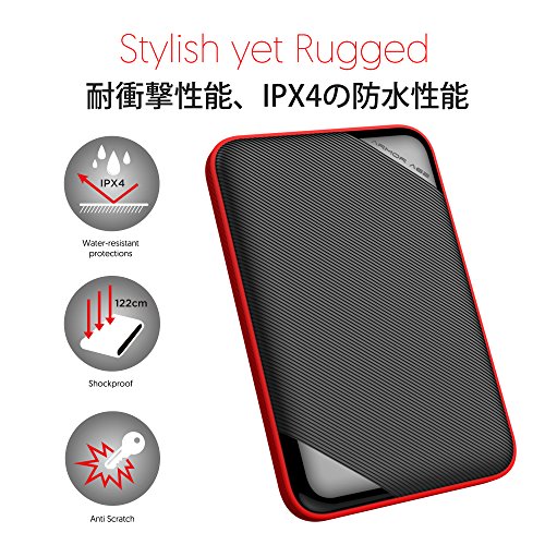 SILICON POWER External HDD Armor A62 5To 2.5p USB 3.2 Black/Red Shockproof MIL-STD 810G 516.7 Procedure IV Water-resistant IPX4