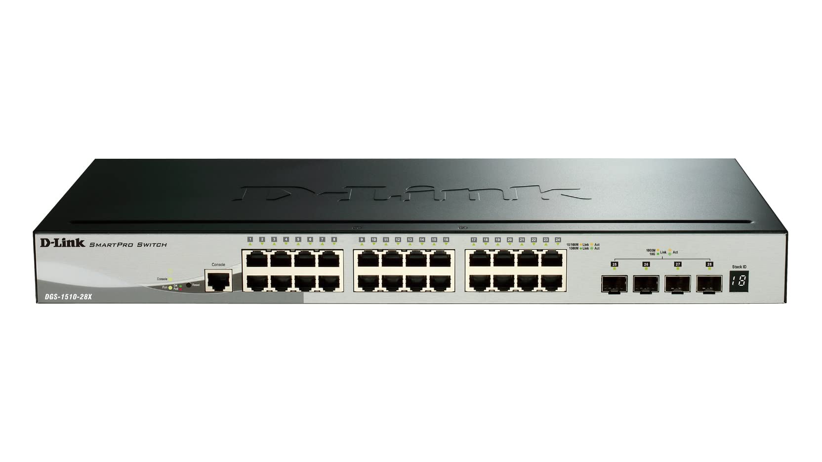 D-LINK 28-Port Smart Managed Gigabit Stack Switch 4x 10G dlink green 3.0 24x 10/100/1000Mbit/s TP RJ-45 Port 4x 10Gbit/s Fiber SFP+