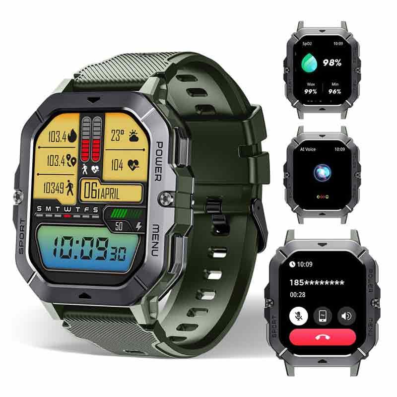 Oukitel BT101 (Montre Connectée Robuste -  2.02'' - Réponds aux appels) Vert