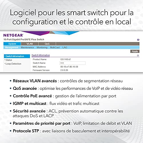 NETGEAR GS108T Switch 8 ports Gigabit manageable Niv.2