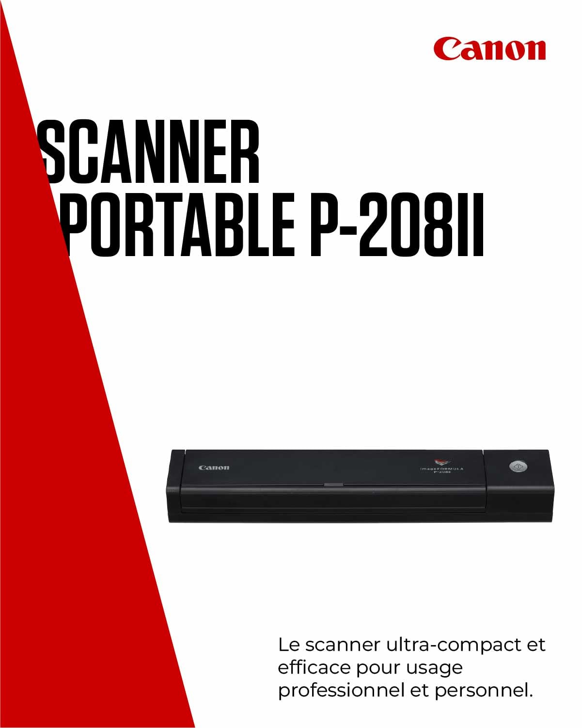 CANON P-208II Document scanner CMOS/CIS Duplex Legal 600x600dpi 8ppm mono/8ppm colour ADF 10sheets 100scans/d USB 2.0