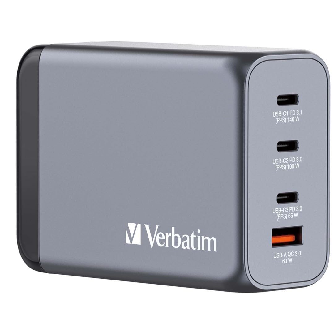 VERBATIM GNC-240 GAN CHARGER 4 PORT 240W USB A/C EU/UK/US WCF (P)