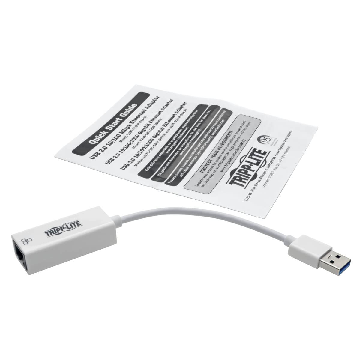 EATON TRIPPLITE USB 3.0 to Gigabit Ethernet NIC Network Adapter 10/100/1000Mbps White