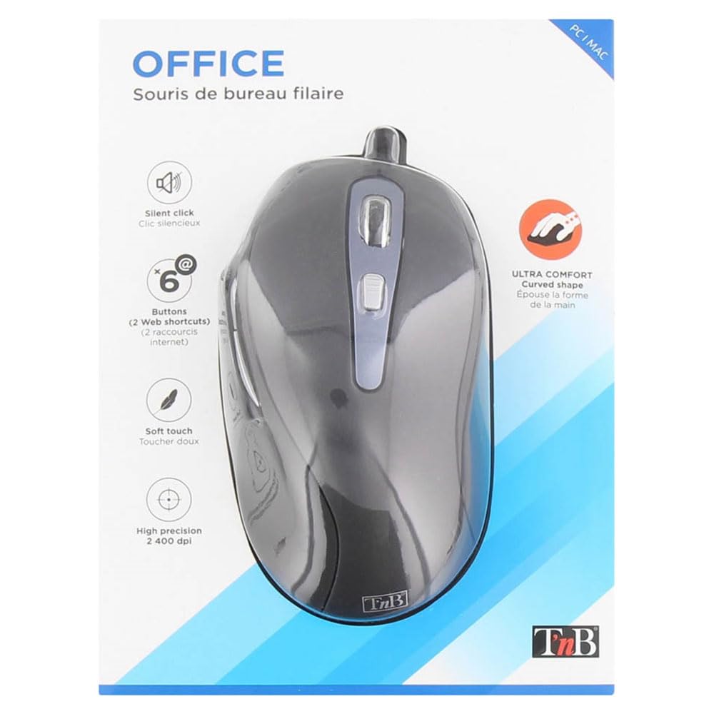 TNB Office Wired Mouse Black Ultra Comfortable Curved Shape Allowing To Perfectly Fit The Shape Of The Hand Pleasant Grip