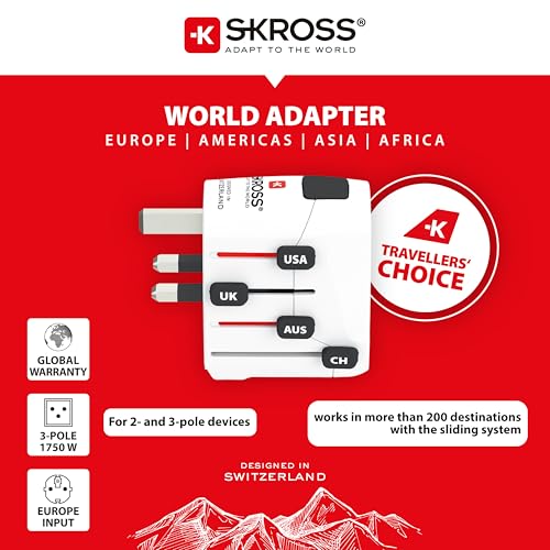 SKROSS PRO Adaptateur secteur tripolaire de voyage multi-pays